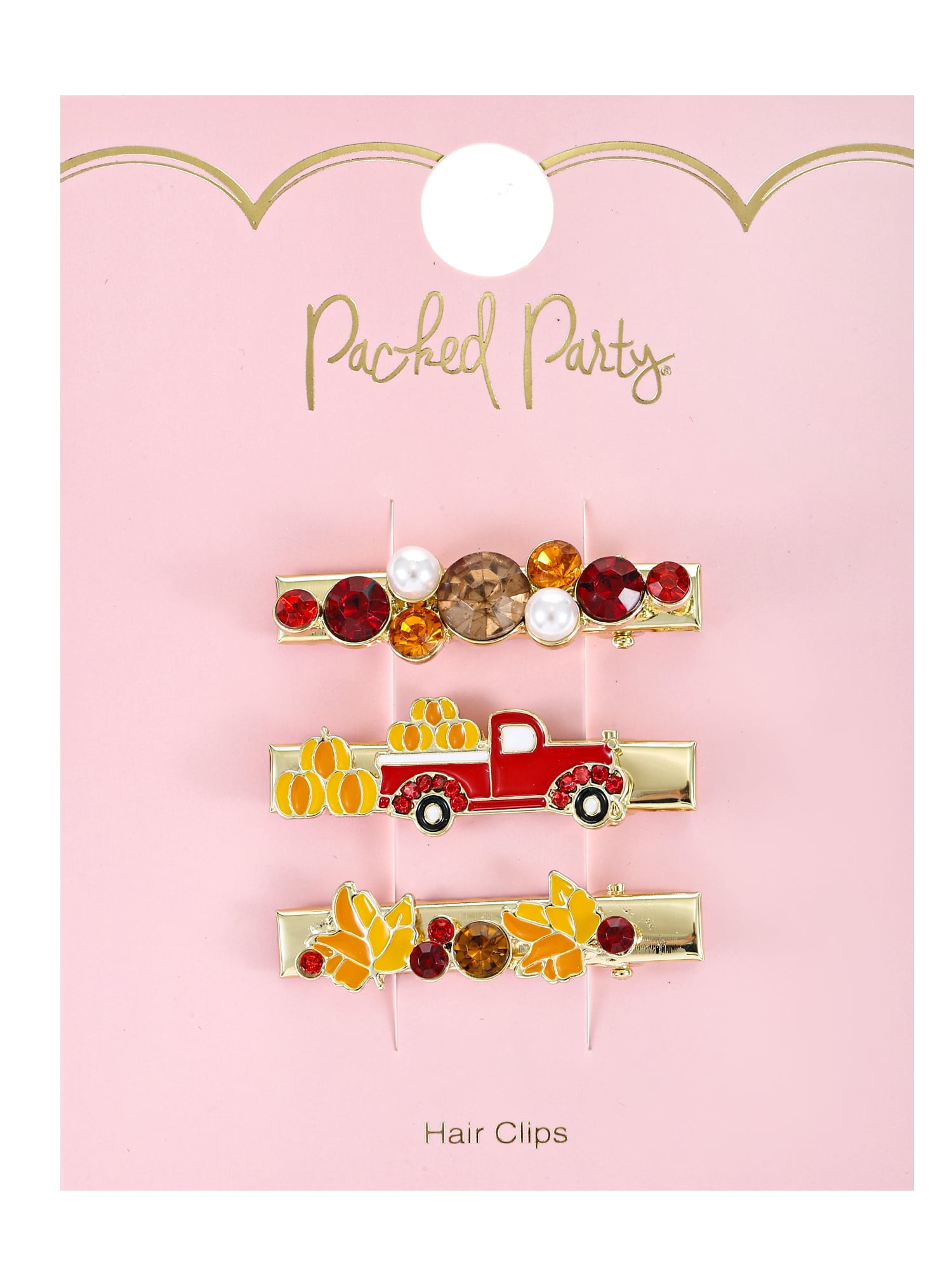 Packed Party Pumpkin Patch Hair Clip Set, Female, 3 Pieces