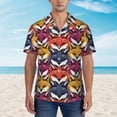 thumbnail image 2 of Bingfone Men's Short Sleeve Button Down Shirts Hawaiian Fox Face Printed Beach Shirt, 2 of 7