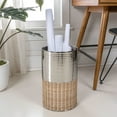 thumbnail image 4 of happimess Asher Modern 4.13-Gallon 2-Tone Natural Wicker/Metal Cylinder Waste Basket, Chrome/Natural, HPM1102B, 4 of 8