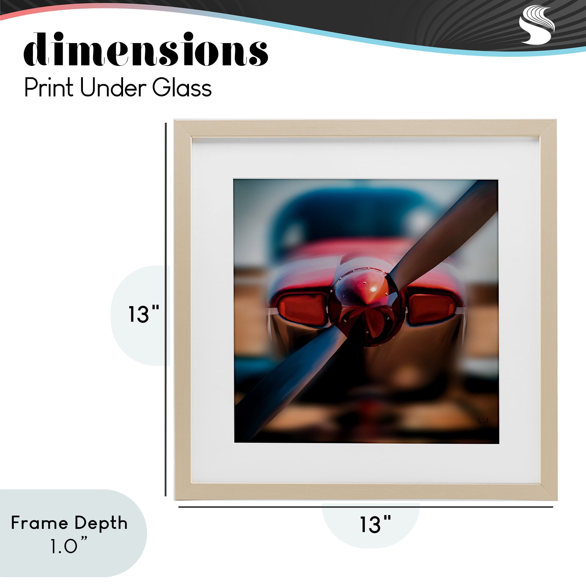 Stupell Industries Red Aircraft Propeller Birch Framed Print Under Glass, design by Renel Peters