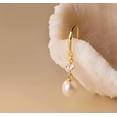 thumbnail image 3 of EOEMY 8mm Pearl Hook Earrings Golden 925 Sterling Solid Silver Handmade-Gold, 3 of 9