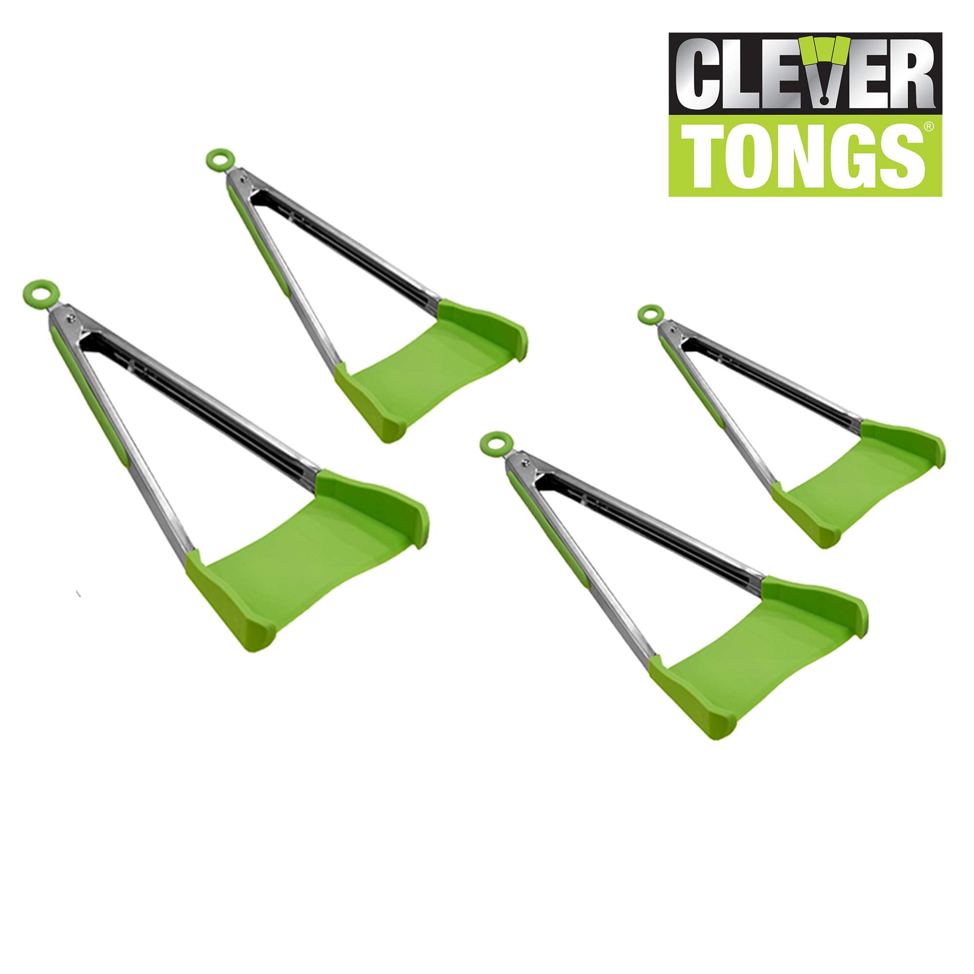  Clever Tongs 2 in 1 Kitchen Spatula & Tongs Non-Stick, Heat  Resistant, Stainless Steel Frame, Silicone & Dishwasher Safe, As Seen on  TV, 4 Pack (Includes 2 Large & 2 Small)