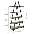 thumbnail image 3 of Evelyn&Zoe Conry 68'' Tall A-Frame Bookcase, Blackened Bronze/Antiqued Gray Oak, 3 of 5