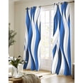 thumbnail image 5 of Blue White Moire Sheer Curtains 84 Inch Length 2 Panels Set for Living Room/Bedroom, Modern Abstract Art Kitchen Curtains with Grommet Semi-Sheer Curtains Drapes Voile Window Treatments 52"x84"x2, 5 of 7