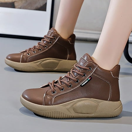 

Cathalem Low Cut Sneaker Socks Women 2022 Women s Autumn New Korean Lace Up High Top Solid Casual Club C Double Sneaker Womens Brown 7