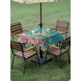 thumbnail image 4 of Outdoor Tablecloth with Umbrella Hole for Patio/Picnic/Party/Camping, Turtle Coastal Waterproof Table Cloth Square Cover Washable, Summer Beach Coral Seahorse Green Wooden Retro (60"x 60"), 4 of 8