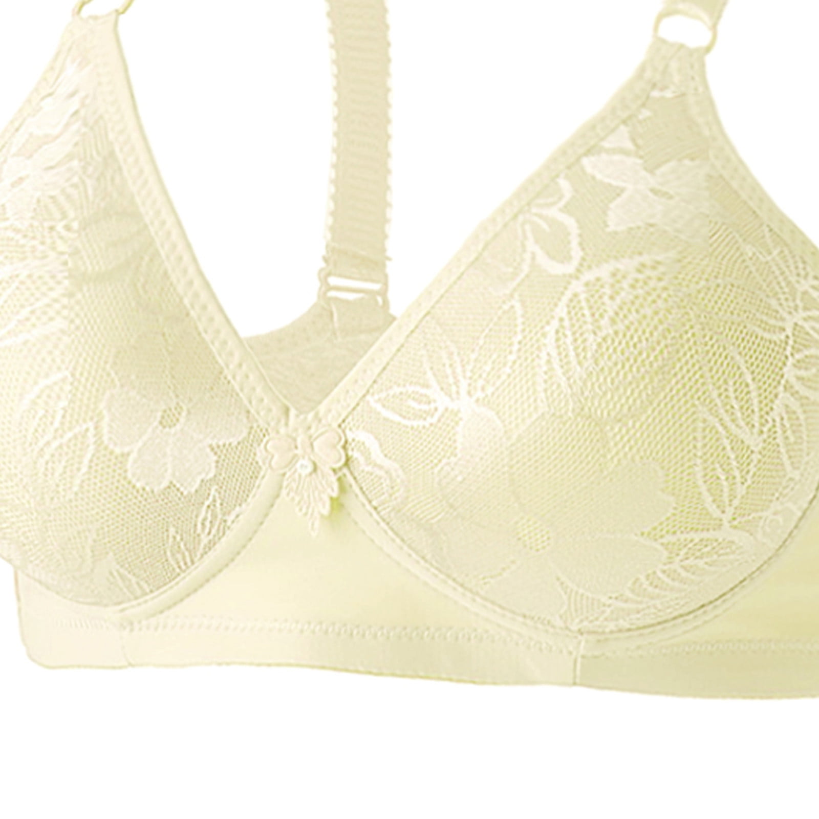 RYRJJ Wireless Push Up Bra for Women Floral Lace Soft Full Cup Seamless  Everyday Bras Adjustable Comfortable Wire Free Bralette(Beige,M) 