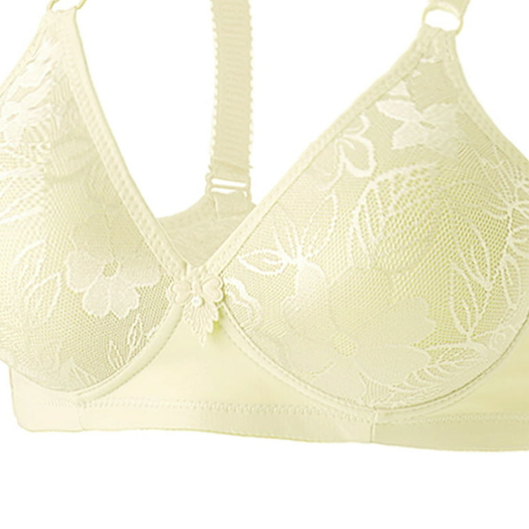 RYRJJ Wireless Push Up Bra for Women Floral Lace Soft Full Cup