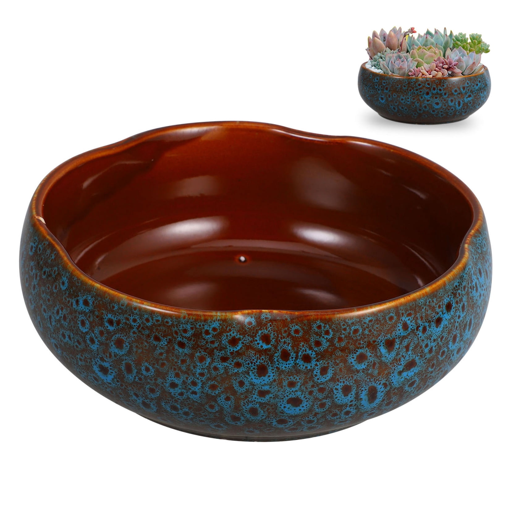Masteelf Large Ceramic Hydroponic Planter Bowl for and Daffodil, Home Gardening Flower Pot with 1 Set Included