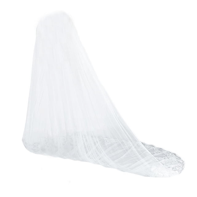 NUOLUX 1Ud Floor Wedding Veil Con Tul Y Encaje Para Accesorio Romántico En Ceremonia