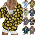 thumbnail image 2 of zaveiop Womens Long Sleeve Zip up Sweatshirts Sunflower Full Zipper Lightweight Hoodless Casual Loose Fit Plus Size Outwear Coat (Z2-Yellow, M), 2 of 9