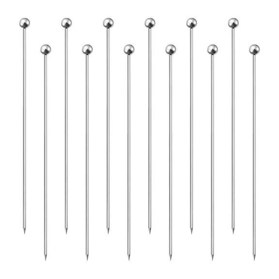 6" Metal Cocktail Toothpicks Round Bead Drink Picks Cocktail Skewers 12Pack