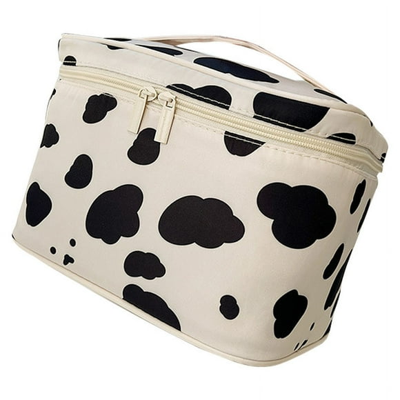 ZOUSSIQI Makeup Bag Large Capacity Glossy Zipper Travel Cosmetic Bag with Sturdy Handle for Travel Outdoor Cow Stripe JU316-64990