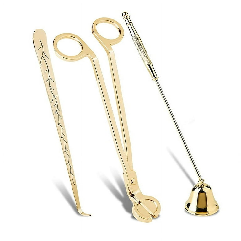Candle Accessory Set, 3-in-1 Candle Accessories Tool Set with Candle Wick  Trimmer, Candle Snuffer, Candle Wick Dipper, Gift Bag for Christmas,  Thanksgiving, New Year, Party,Gold 