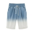 thumbnail image 4 of Frostluinai Savings Clearance 2023! Womens Plus Size Bermuda Shorts Summer Sweat Shorts Gradient Color Linen Cotton Shorts with Deep Pockets for Women Gym Workout, 4 of 5