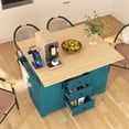 thumbnail image 2 of K&K 55.7'' Large Kitchen Island with 2 Drop Leaf, Rolling Kitchen Cart on 5 Wheels with Power Outlet, Folding Storage Dining Table with Spice & Towel Rack, 3 Drawers, for Kitchen, Dining Room,Green, 2 of 6