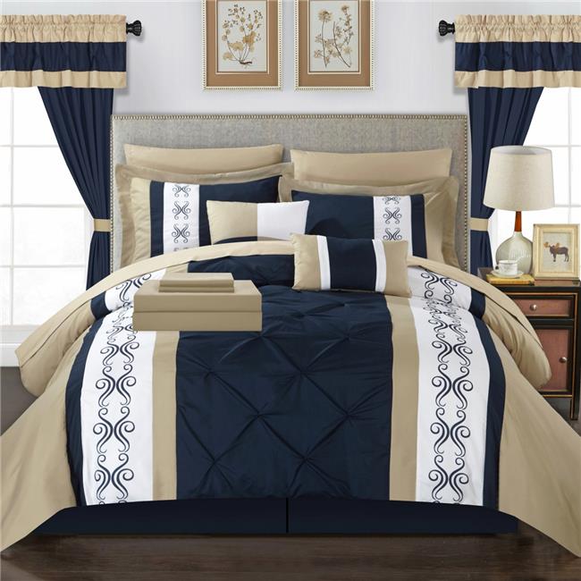 Owen 20 Piece Comforter Set, Navy King