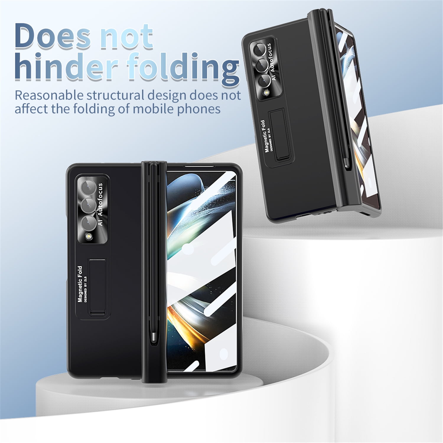 Allytech for Samsung Galaxy Z Fold 4 Case with S Pen Holder, [Come with S Pen Fold Edition] Drop Proof Kickstand All-inclusive Plating Folding Phone Case Cover for Samsung Z Fold 4 5G 2022, Black