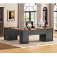 thumbnail image 3 of SEDETA Large L Shaped Desk with 4 Wood Drawers, 67"x 67" Executive Desk with File Drawers & Storage Cabinet, Farmhouse Corner Computer Desk with Power Strip for Home Office, Black & Brown, 3 of 9