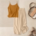 thumbnail image 5 of XXWXYD Cotton Linen Sets for Girls 2 Piece Outfits Spaghetti Strap Tank Tops Matching Wide Leg Pants Kids Summer Casual Linen Set, 5 of 5