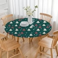 thumbnail image 3 of Dark Green Christmas Tree Pattern Round Fitted Tablecloth with Elastic Edge,Dining Table Cover Waterproof,Outdoor Round Tablecloth for Camping,Dining,Indoor and Outdoor, 3 of 7