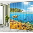 thumbnail image 4 of Ambesonne Undersea Shower Curtain, Underwater and Island View, 69"Wx70"L, Sea Blue and Olive Green, 4 of 4