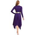 thumbnail image 2 of Hansber Robe de Louange Métallique pour Femmes Manches Longues Ourlet Irrégulier Tunique Costume de Performance Violet P, 2 of 4