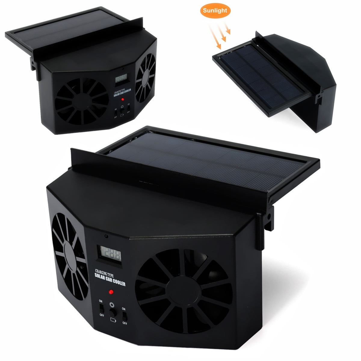 N//Z Sharous Exhaust Fan Vehicle Radiator Solar Powered Car Ventilator Auto Air Vent Fan Auto Ventilator System for Car General Types of Cars