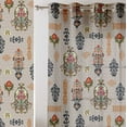thumbnail image 2 of Vargottam Aztec Motif Design Sheer Georgette Curtains for French Doors & Balcony - 2 Panels, 96" Long, Light Filtering, Grommet Top Printed Drapes for Living Room or Lounge, 2 of 9