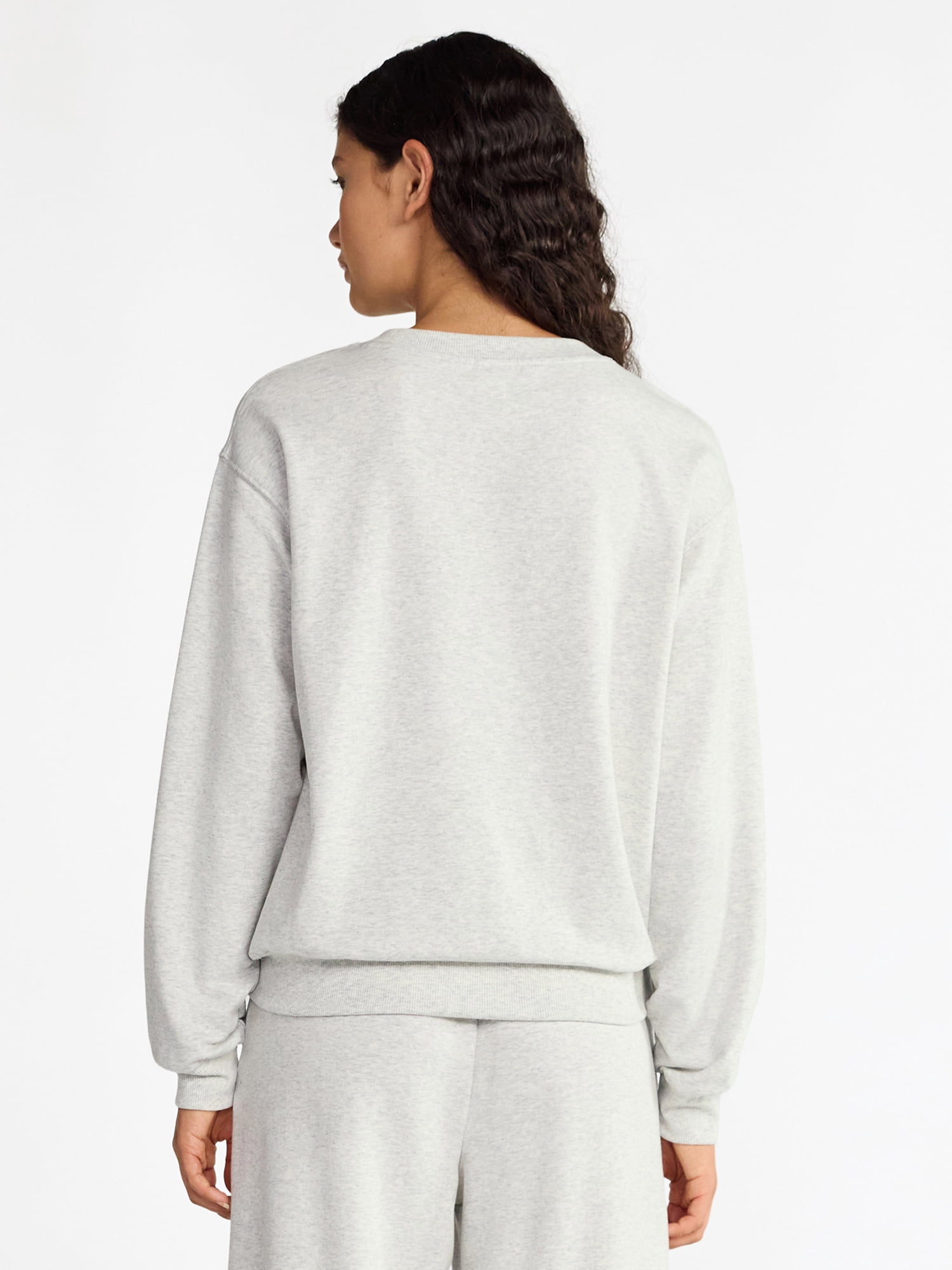 No Boundaries Cozy Sleepwear Crewneck Pullover with Long Sleeves, Women’s and Women's Plus XXS-3X