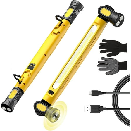 3000 Lumens Rechargeable Work Light, 5200mah LED Magnetic Work Light, Under Hood Work Light Bar with Hook 4 Modes for Car Repairing Outdoor Emergency Inspection Mechanic Garage(Yellow,1PC)