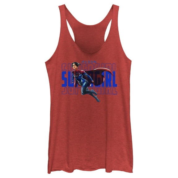 Women's The Flash Supergirl Sky Flight  Racerback Tank Top Red Heather X Large