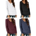 thumbnail image 6 of Womens T Shirts V Neck Long Sleeve Casual Tops Soft Solid Basic Tee, 6 of 6