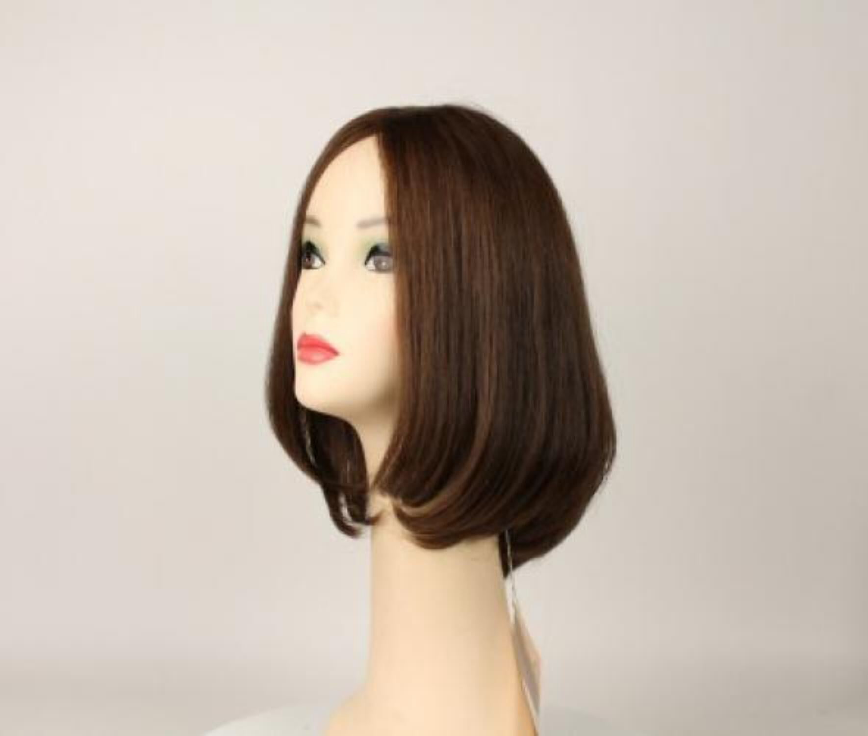 European Human Hair Freeda Wig Liberty Brown With Reddish Highlights Skin Top Size S