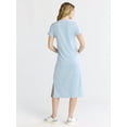 thumbnail image 2 of Time and Tru Women's Midi T-Shirt Dress with Short Sleeves, Sizes XS-XXXL, 2 of 4