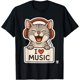 thumbnail image 1 of I Love Music Tiger Cat Camiseta, 1 of 2
