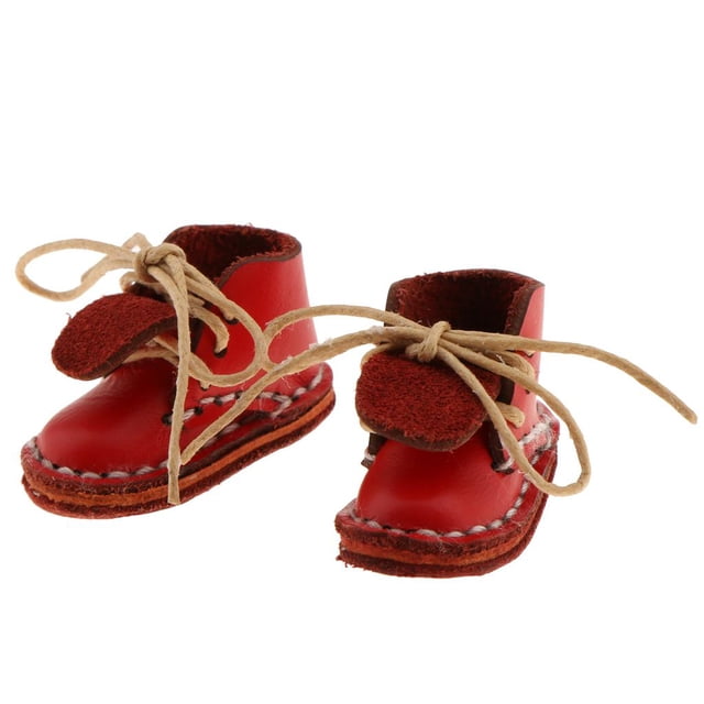 Botines de Moda perfecl con cordones Rojos para Muñeca 1/6