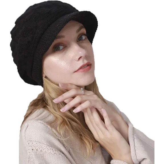 Stylish winter hat for women with brim, vintage winter hat for women, Wo
