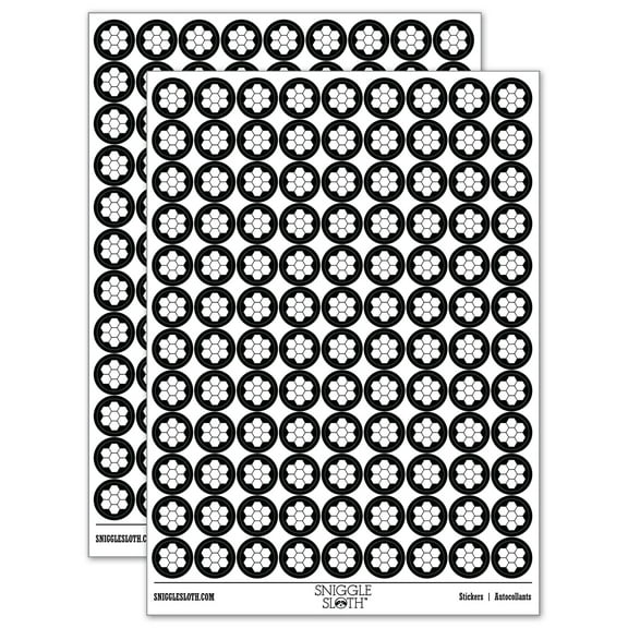 Bee Honeycomb Solid 200  Round Stickers - Black - Gloss Finish - 0.50" Size
