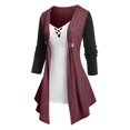 thumbnail image 1 of Camiseta Talla Extra Drapeado Color Bloque Rosegal Mangas largas de talla grande, 1 of 5