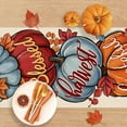 thumbnail image 4 of Thanksgiving Pumpkin Thankful Grateful Blessed Table Runner, Blue Fall Harvest Kitchen Dining Table Decoration, Autumn Seasonal Burlap Indoor Outdoor Home Decor Party Supply 13.8 x 71 Inches, 4 of 6