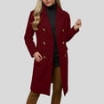 thumbnail image 2 of Duqingm Long Jackets for Women Women's Casual Thicken Wool Blend Stand Collar Single Breasted Pea Coat Wine,L, 2 of 6