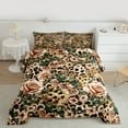 thumbnail image 2 of jejeloiu Wild Cheetah Pattern Full Size Comforter Sets,Rustic Rose Flower Bedding Comforter Set,Retro Leopard Print Bedding Sets For Boys Girls,Super Cozy Room Decor,3 Pieces, 2 of 8