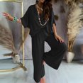 thumbnail image 2 of MSJUHEG Tank Crop Top Wide Leg Pants Set Summer Pants Sets Women 2 Piece Outfits Beach Vacation Clothes for Women Womens Two Piece Sets Summer Two Piece Outfits Summer Black L, 2 of 4