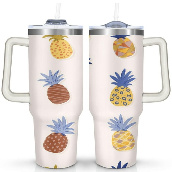 40 OZ Pineapple Coffee Cup Gifts for Women Men Birthday Coffee Cup Gifts for Daughter Mom Best Friend Travelers Insulated Stainless Steel Coffee Mug with Handle
