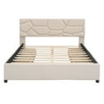 thumbnail image 5 of PAPROOS Queen Bed Frame with Storage, Linen Fabric Upholstered Platform Bed with Brick Pattern Headboard and 4 Drawers, No Box Spring Needed, Queen Size Bed Frame, Holds 500lbs, Beige, 5 of 9