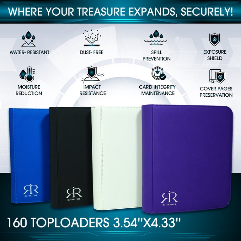 Top Loader Card Binder - Holds 160 Top Loaders - ROTHRATHER 4 Pocket Top  Loader Card Storage with Sleeves for 3" x 4" Card Holders for Trading Cards  or Sports Cards (4