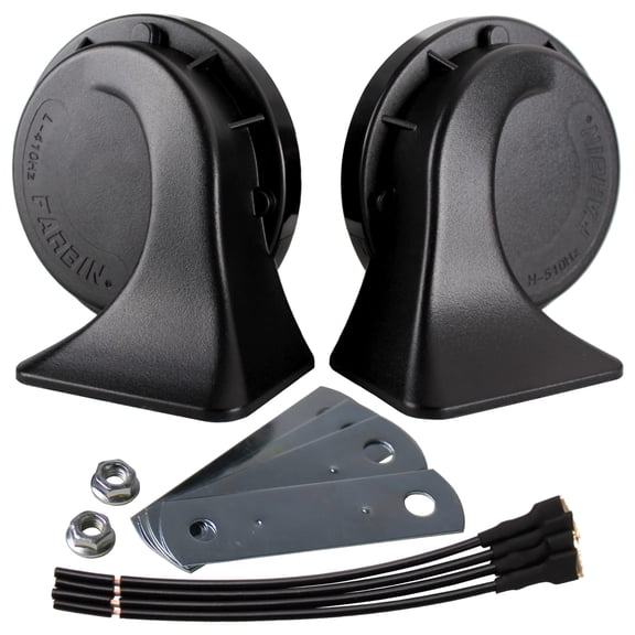 Horns Truck Horn 24V Car Horn Loud Dual-Tone Train Horn Waterproof Electric Snail Horn Kit Universal for Any 24V Vehicles Black (Black, 24V car horn)