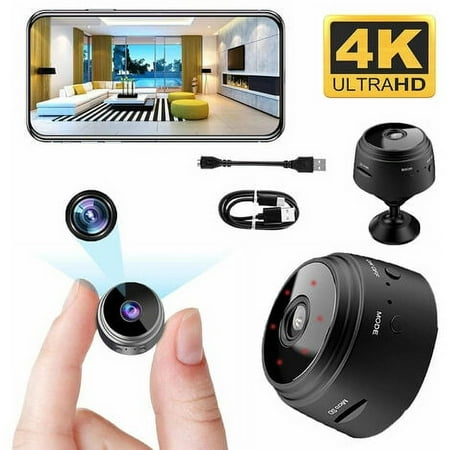 Indoor/Outdoor Surveillance Camera Mini Wireless Camera HD 4K WiFi Adjustable Resolution Security Camera with Night Vision and Motion Detection for Home Office Store