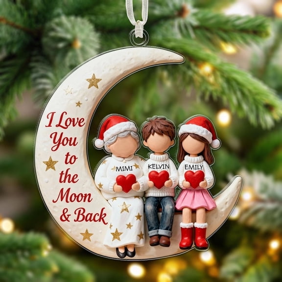 Custom Grandma & Grandson Ornament – Personalized Family Keepsake, 2D “I Love You to the Moon and Back” Christmas Gift & Holiday Decoration